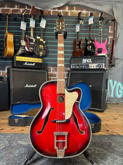 Klira Red King Black Red Sunburst c 1960 Germany Arch Top Acoustic Guitar