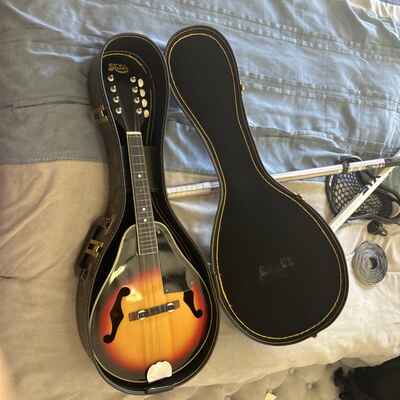 RARE VINATGE 1970s Hondo Sunburst Orange Mandolin Includes Hard Case HM6