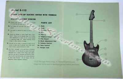 Teisco E-112 electric guitar flyer-catalog circa 1966