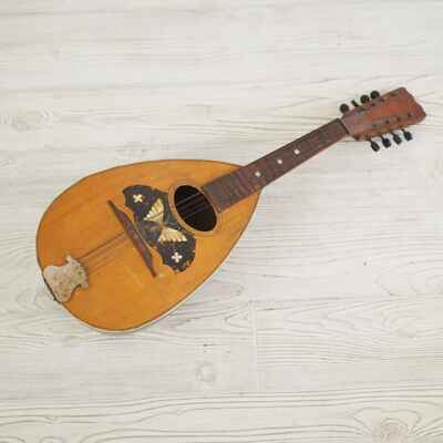Vintage Bowl Back Mandolin with Butterfly Inlay As-Is For Parts or Repair  / g