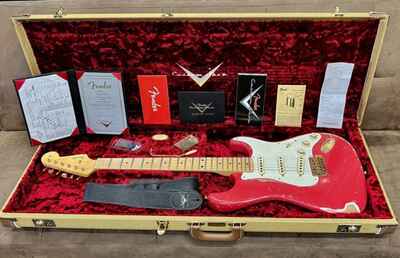 In Store 1956 Fender Stratocaster Masterbuilt Dennis Galuszka Fiesta Red Gold H