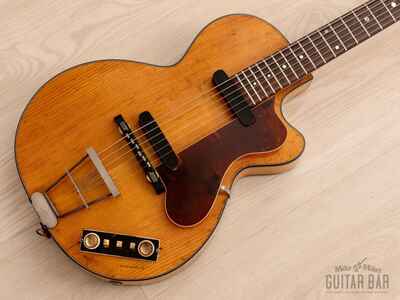 1958 Hofner Club 50 (Model 127) Vintage Hollowbody Guitar Natural w /  Case