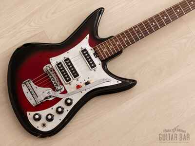 1960s Teisco K3-L Shark Fin Vintage Guitar Red Sunburst