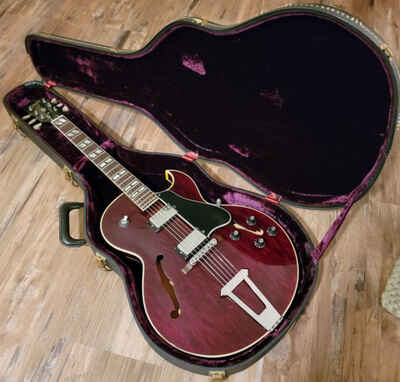1976 Gibson ES-175T Electric Guitar Wine Red Original W / Case Repair Free CLEAN!
