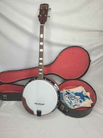 Vintage 60s 70s Mayfair Banjo With Case, 4-String Tenor Banjo, Made In Japan