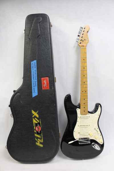 1980s Fender USA Stratocaster Electric Guitar Black w /  Fender Hardshell Case
