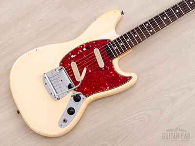 1966 Fender Mustang Vintage Offset Guitar Olympic White w /  Case