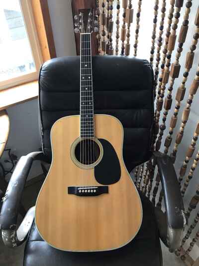 1977  D-35 Martin Guitar Serial Number 355808 Natural Dreadnought With Hard Case