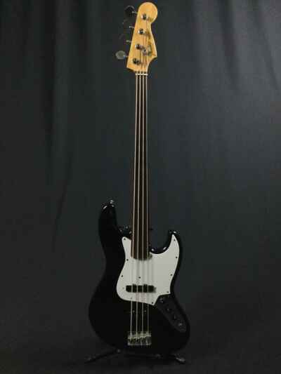 *Vintage* Fender Jazz Fretless Bass, Black, Made in Japan (1984-1987) w /  Gig Bag