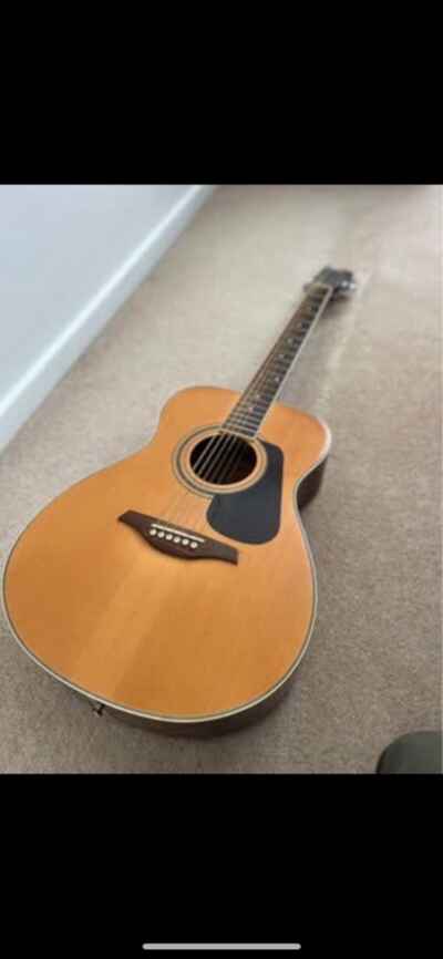 Vintage v300 parlor spruce  top mahogany acoustic guitar with guitar soft case.