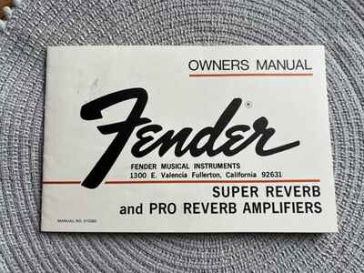 FENDER SUPER REVERB, PRO REVERB AMPS VINTAGE 1970s OWNERS MANUAL SCHEMATICS TAG
