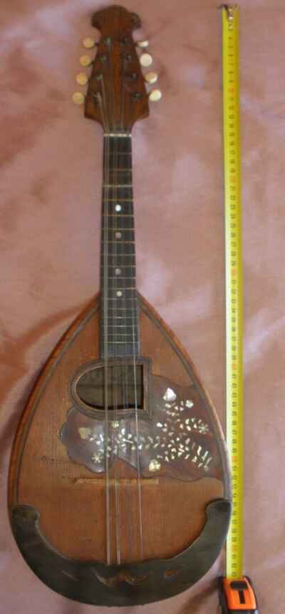 Mandoline napolitaine Mandolino SOREDINO Bois & décor fleurs nacre - à restaurer