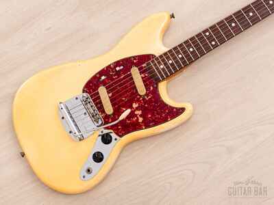 1965 Fender Mustang Vintage Offset Guitar Olympic White 100% Original w /  Case