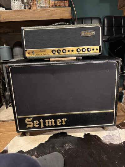 Vintage  Selmer 196o??s Treble And Base 50 Amplifier Head and speaker cabinet