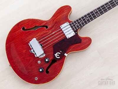 1968 Epiphone Rivoli EB232 Vintage Semi-Hollow Bass Cherry w /  Case