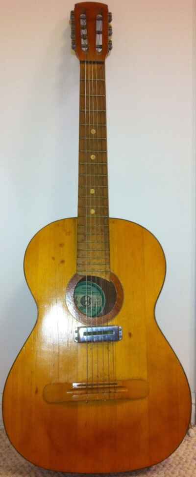 Antique Vintage 1970s Guitar 7 Strings Acoustic