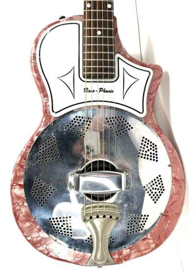 National Resophonic Vintage Resonator Guitar With Pink Pearl MOP Mother Of Pearl