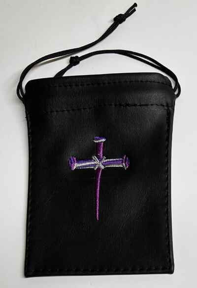 Steel Guitar, Tone Bar Bag, & Pick Pouch Bag, Embroidered, Purple Nail Cross
