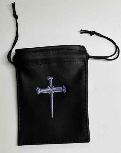 Steel Guitar, Tone Bar Bag, & Pick Pouch Bag, Embroidered, Blue Nail Cross