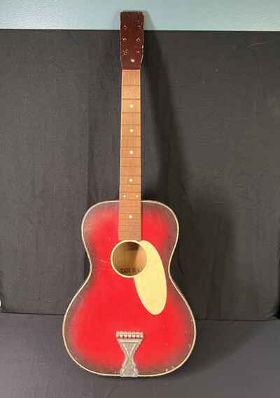 VTG 1950??s Wooden Red Harmony Acoustic Guitar Made In USA