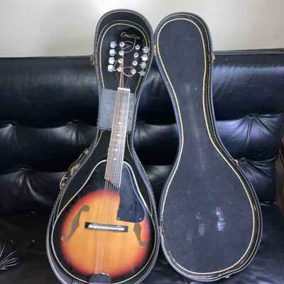 RARE VINATGE 1970s Crestline Sunburst Orange Mandolin Includes Hard Case