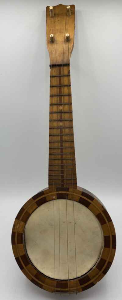 Vintage Wood Banjolele Resonator Banjo Ukulele