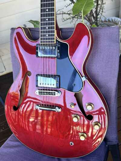 Yamaha SA700, ??335?? Style, 1982, Semi Hollow, Persimmon Red. Made In Japan.