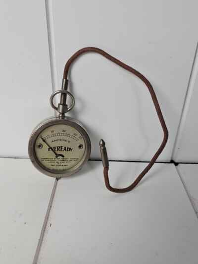 Vintage 1910s Eveready Amperes Watch Case Meter Measures 0-35 Steampunk Gauge