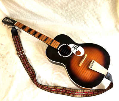 Vintage Kay Old Kraftsman 6 String Acoustic Parlor Guitar Tobacco Burst 1960