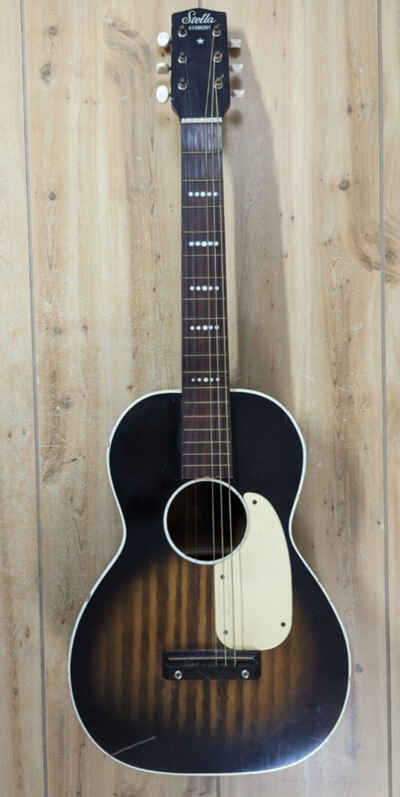 VTG Stella Harmony Acoustic Parlor Guitar Tobacco Sunburst Set Up Left Handed