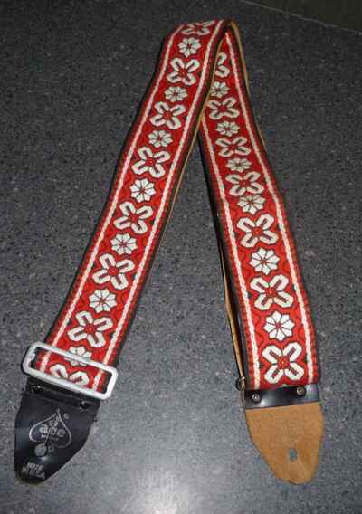 Vintage Ace Style Guitar Strap Woven Red, White, and Black Came w / 1959 Epiphone
