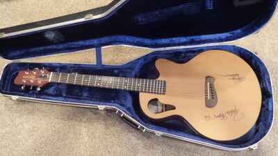 Olympia Acoustic Guitar with Hard Case Signed by Peter Frampton & Adrian Belew