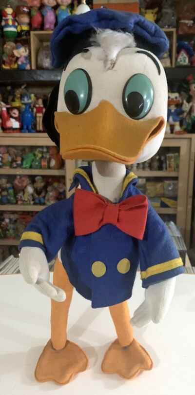 BAMBOLA GIOCATTOLO VINTAGE GRANDE 17" DONALD DUCK FELTRO WALT DISNEY LARS ANNI 