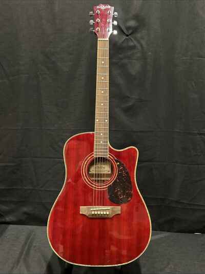 Vintage Carlo Robelli New York Red CBW4134CR 6-String Acoustic Guitar Soft Case