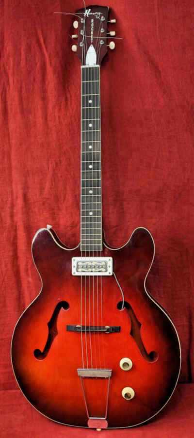 Vintage  1969  Harmony Rocket Model H53-1 Red Electric Guitar w /  Case  Very Nice
