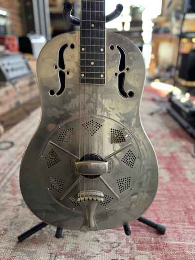1933 National Style O Nickel Plated Brass Body Resonator Guitar W /  Original Case
