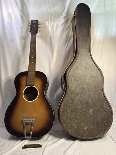 Vintage 1960??s Chris Adjusto Natural Wooden Acoustic Guitar Made In USA Project