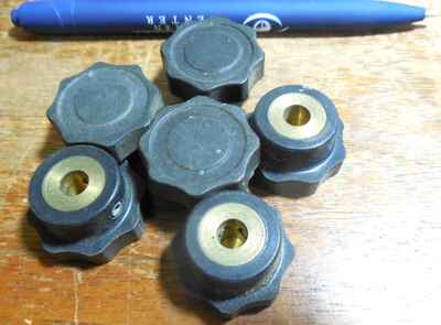 Lot of 6 (six) heavy duty vintage bakelite knobs from expensive test gear! 1 " x6