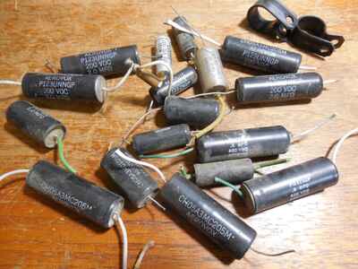 Lot of 17 Aerovox capacitors for tube amp! Untested. 200vdc@2 mfd x6; 400@ 5 x2