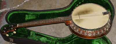 VINTAGE VEGA 4-STRING STYLE N BANJO RESONATOR BACK 19 FRET TENOR? & HARD CASE