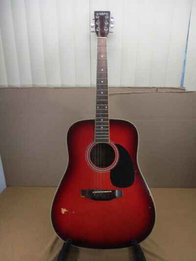 Vintage 1970 /  1980s  Carlo Robelli Acoustic 6 String Guitar CW4102 Fox Fire Red