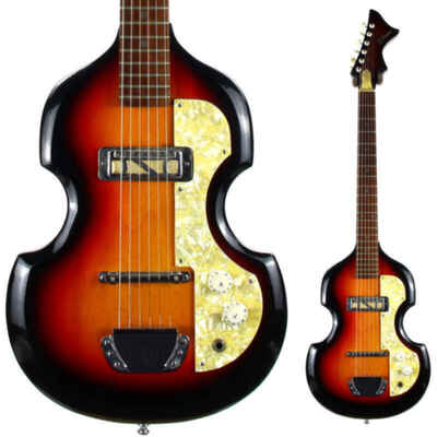 4 6 Pounds! 1960s Sekova Japan Beatles Violin Shaped 6-String Teisco Guitar - Go