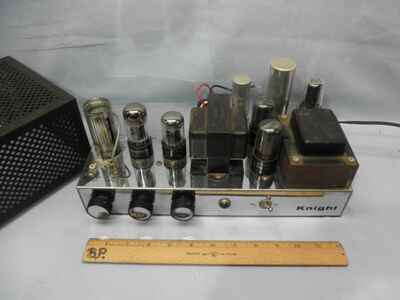 1956 Allied Knight S-753 CHROME Chassis 10 Watt Dual 6V6 Tube Amplifier-Serviced