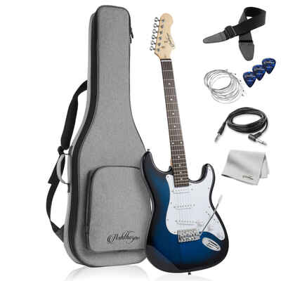 OPEN BOX - 39" Full-Size Electric Guitar Beginner Kit w /  Gig Bag, Blue-White