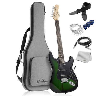 OPEN BOX - 39" Full-Size Electric Guitar Beginner Kit with Gig Bag, Green-Black