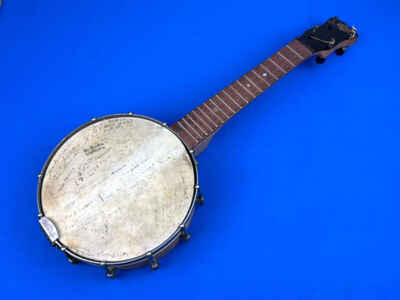 C 1920 T B.Co. Sterling MANDOLIN BANJO, Banjolin 20 5 " L  Many Signatures on Head
