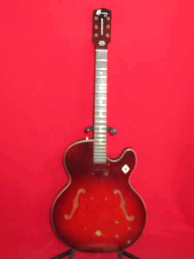Harmony 1965 Red Burst H 56 Rocket Thinline Hollow Body & Neck