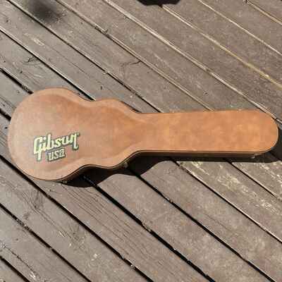 Vintage Gibson USA Les Paul 90s Guitar Hard Case Brown Made Canada Pink Interior