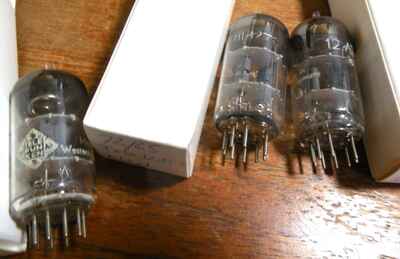 Lot of 3 Telefunken 12AT7 ribbed plate tubes, diamond on bottom, all are strong!