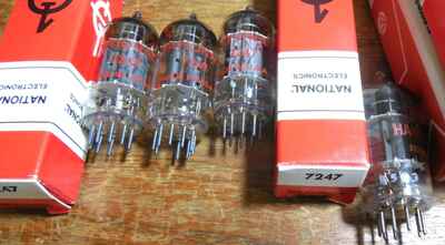 NOS Quad 7247 / 12DW7 tubes! 3 are USA and 1 is Mullard! You get four tubes!